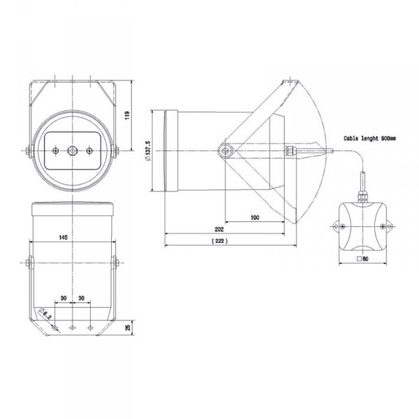 IC AUDIO DA-P 20-130-T-EN54 ZVUKOVÝ PROJEKTOR 20 W / 100 V