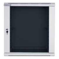 Racková skriňa 19'' 12U (600x450mm - závesná - šedá - presklené dvere)