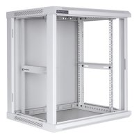 Racková skriňa 19'' 12U (600x450mm - závesná - šedá - presklené dvere)