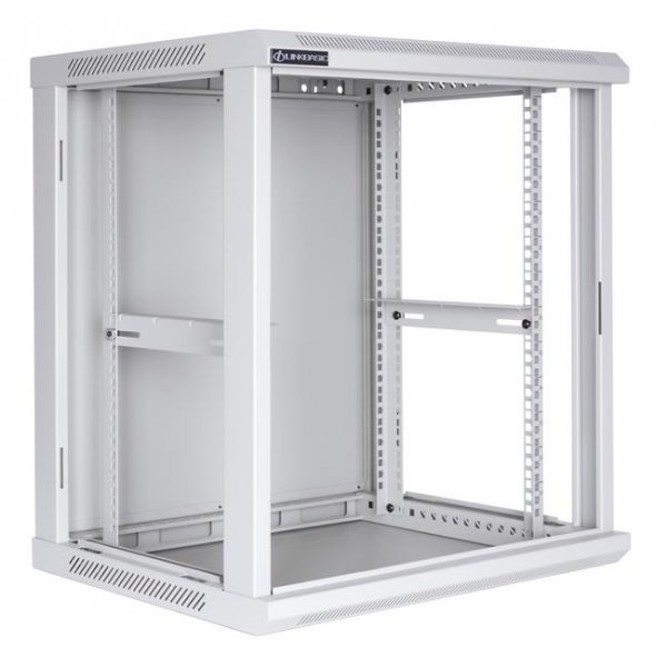 Racková skriňa 19'' 12U (600x450mm - závesná - šedá - presklené dvere)
