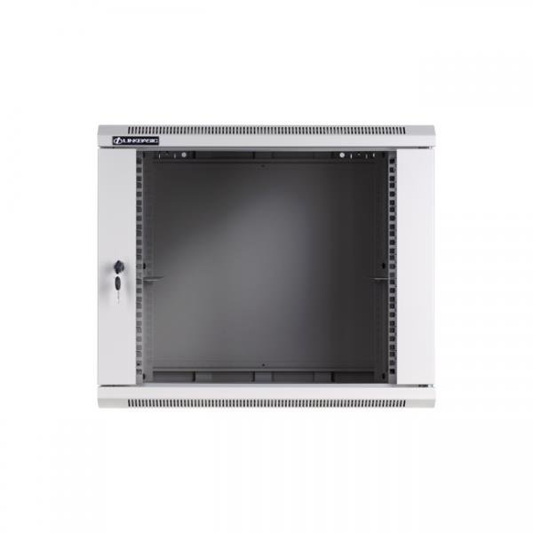 Racková skriňa 19'' 9U (600x450mm - závesná - šedá - presklené dvere)