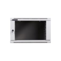 Racková skriňa 19'' 6U (600x450mm - závesná - šedá - presklené dvere)