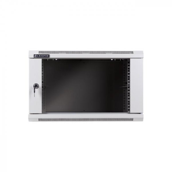 Racková skriňa 19'' 6U (600x450mm - závesná - šedá - presklené dvere)