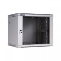 Racková skriňa 19'' 9U (600x600mm - závesná - šedá - presklené dvere)