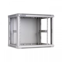 Racková skriňa 19'' 9U (600x600mm - závesná - šedá - presklené dvere)