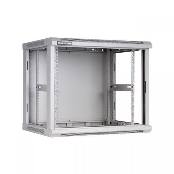 Racková skriňa 19'' 9U (600x600mm - závesná - šedá - presklené dvere)