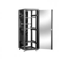 Racková skriňa 19'' 37U (800x800mm - stojaca - čierna - presklené dvere)