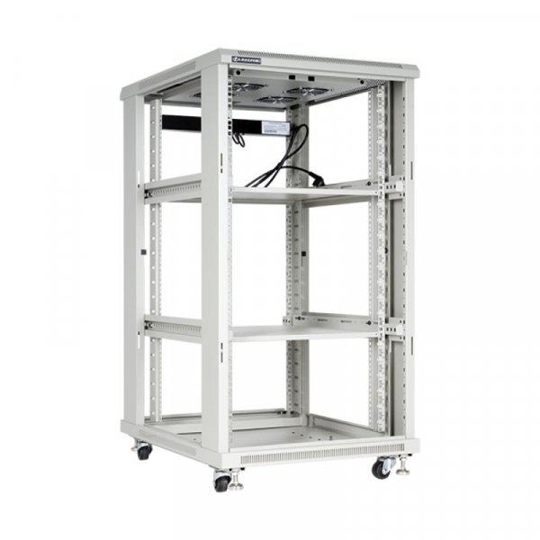 Racková skriňa 19'' 22U (600x800mm - stojaca - šedá - presklené dvere)