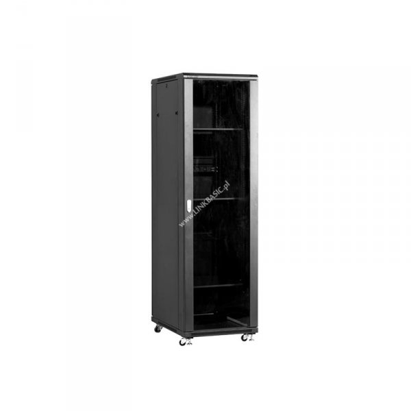 Racková skriňa 19'' 32U (600x800mm - stojaca - čierna - presklené dvere)