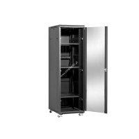 Racková skriňa 19'' 32U (600x800mm - stojaca - čierna - presklené dvere)