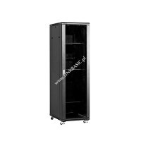 Racková skriňa 19'' 42U (600x600mm - stojaca - čierna - presklené dvere)