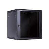 Racková skriňa 19'' 22U (600x600mm - závesná - čierna - presklené dvere)