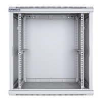 Racková skriňa 19'' 12U (600x600mm - závesná - šedá - presklené dvere)