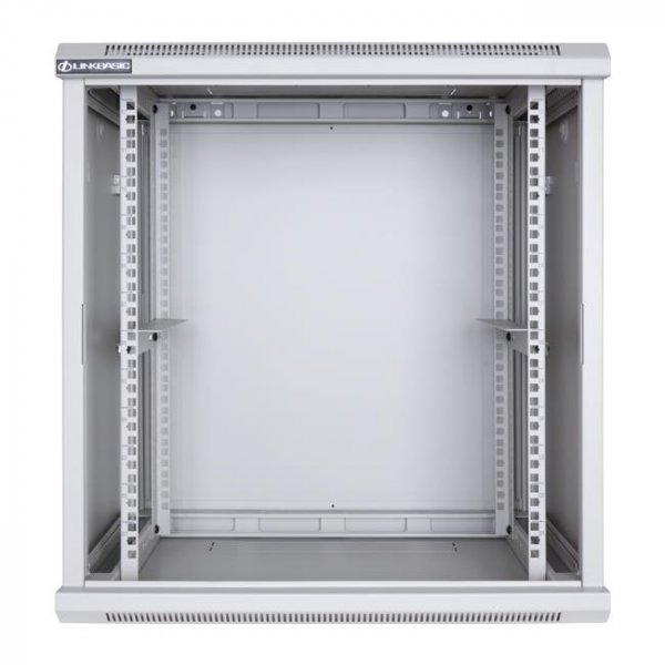 Racková skriňa 19'' 12U (600x600mm - závesná - šedá - presklené dvere)