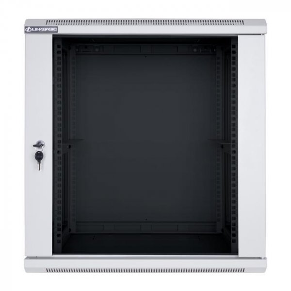 Racková skriňa 19'' 12U (600x600mm - závesná - šedá - presklené dvere)