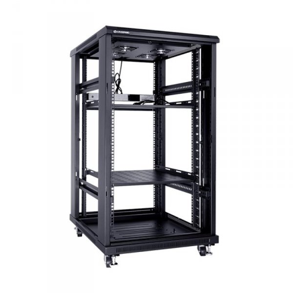 Racková skriňa 19'' 22U (600x800mm - stojaca - čierna - perforované oceľové dvere)