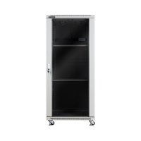Racková skriňa 19'' 27U (600x1000mm - stojaca - šedá - presklené dvere)