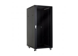 Racková skriňa 19'' 27U (600x800mm - stojaca - čierna - presklené dvere)