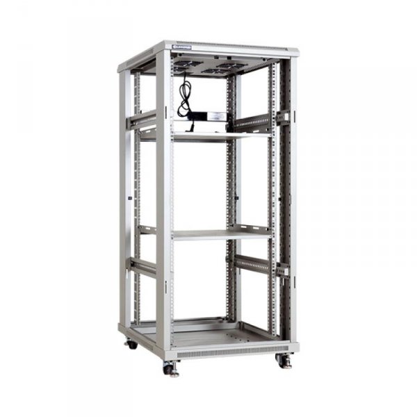 Racková skriňa 19'' 27U (600x800mm - stojaca - šedá - presklené dvere)