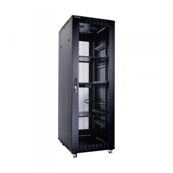 Racková skriňa 19'' 37U (600x800mm - stojaca - čierna - perforované oceľové dvere)