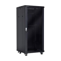 Racková skriňa 19'' 37U (600x600mm - stojaca - čierna - presklené dvere)