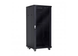 Racková skriňa 19'' 32U (600x600mm - stojaca - čierna - presklené dvere)