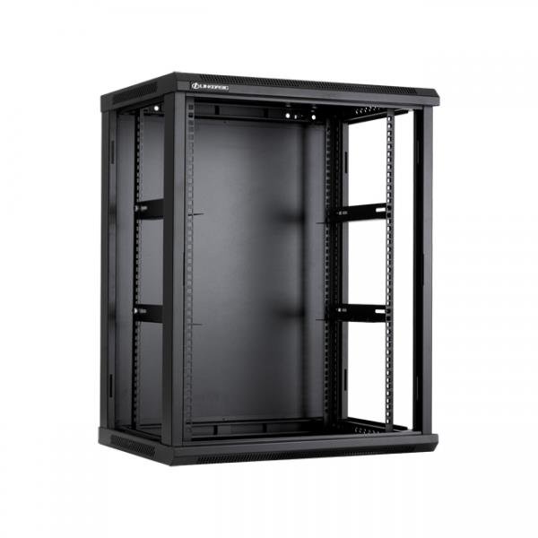 Racková skriňa 19'' 18U (600x600mm - závesná - čierna - oceľové dvere)