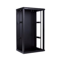 Racková skriňa 19'' 22U (600x450mm - závesná - čierna - presklené dvere)