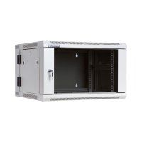 Racková skriňa dve časti 19'' 6U (600x550mm - závesná - šedá - presklené dvere)