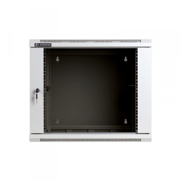 Racková skriňa dve časti 19'' 9U (600x550mm - závesná - šedá - presklené dvere)