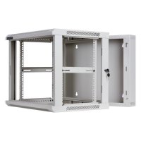 Racková skriňa dve časti 19'' 9U (600x550mm - závesná - šedá - presklené dvere)