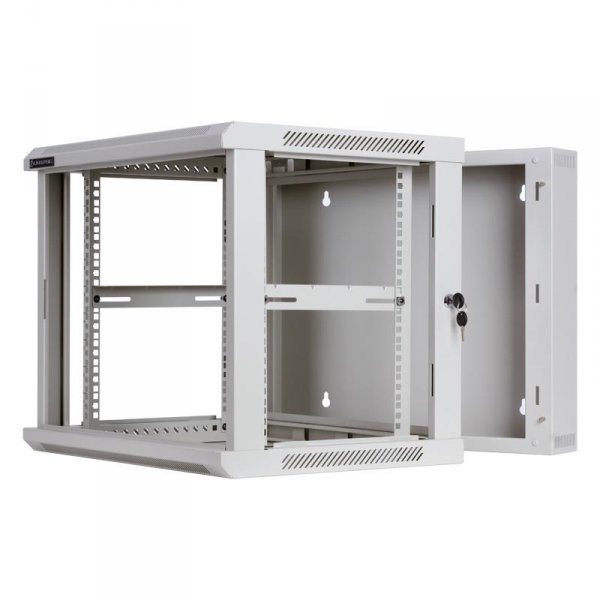 Racková skriňa dve časti 19'' 9U (600x550mm - závesná - šedá - presklené dvere)