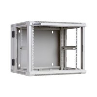 Racková skriňa dve časti 19'' 9U (600x550mm - závesná - šedá - presklené dvere)