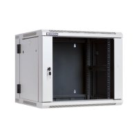 Racková skriňa dve časti 19'' 9U (600x550mm - závesná - šedá - presklené dvere)