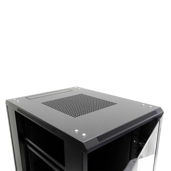 Racková skriňa 19'' 22U (600x800mm - stojaca - čierna - presklené dvere)