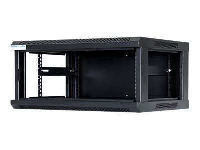 Racková skriňa 19" 4U (600x450mm - závesná - čierna - presklené dvere)