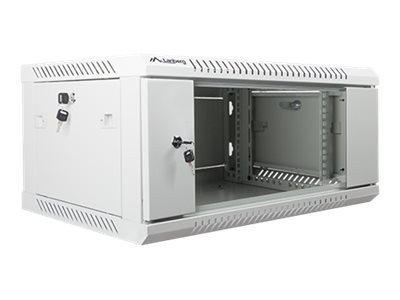 Racková skriňa 19" 4U (600x450mm - závesná - šedá - presklené dvere)