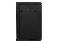 Racková skriňa 19" 15U (600x450mm - závesná - čierna - presklené dvere)