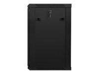 Racková skriňa 19" 15U (600x450mm - závesná - čierna - presklené dvere)