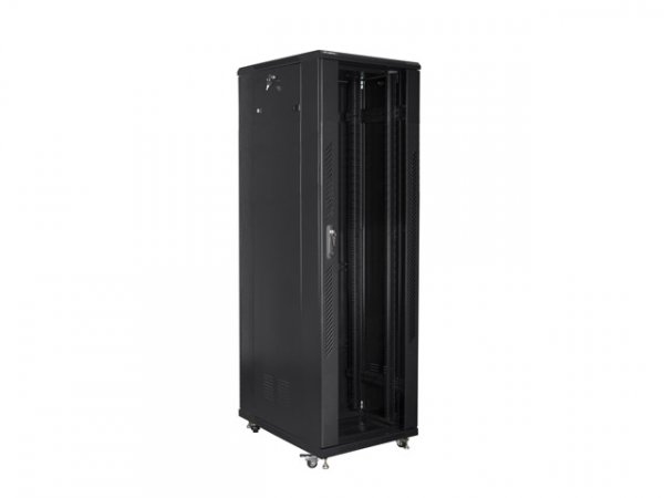 Racková skiňa 19" 42U (800x800mm - stojaca - čierna - presklené dvere)