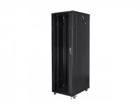 Racková skiňa 19" 42U (800x800mm - stojaca - čierna - presklené dvere)