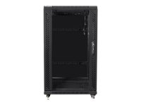 Racková skriňa 19'' 22U (600x600mm - stojaca - čierna - presklené dvere)