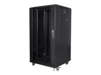Racková skriňa 19'' 22U (600x600mm - stojaca - čierna - presklené dvere)