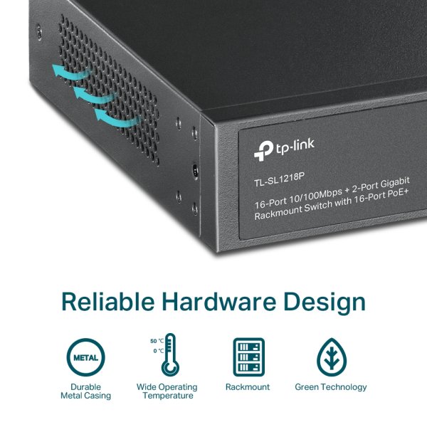 TP-Link TL-SL1218P 18portový PoE+ switch