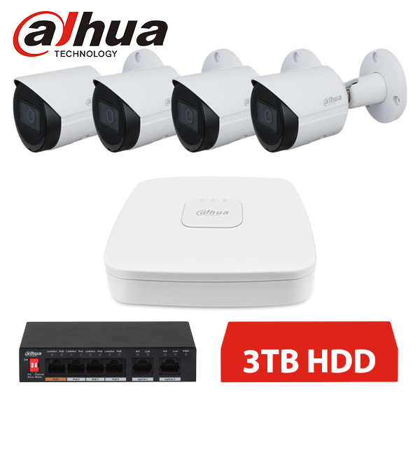 DAHUA IP 4 KAMEROVÝ SET 2MPX BULLET 3TB