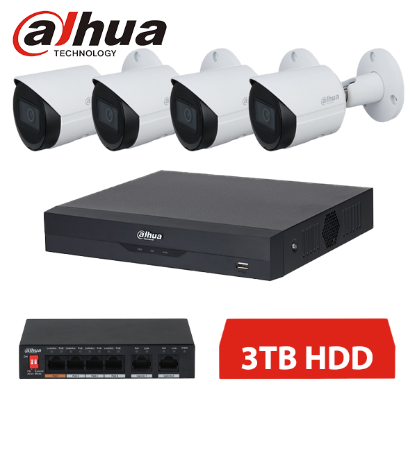 DAHUA IP 4 KAMEROVÝ SET 4MPX BULLET 3TB