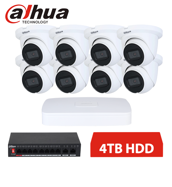 DAHUA IP 8 KAMEROVÝ SET 2MPX DOME 4TB