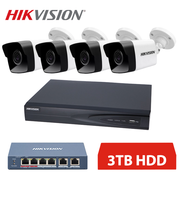 HIKVISION IP 4 KAMEROVÝ SET 4MPX BULLET 3TB
