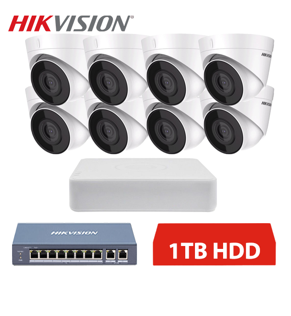 Hikvision IP 8 kamerový set 2MPx dome 1TB