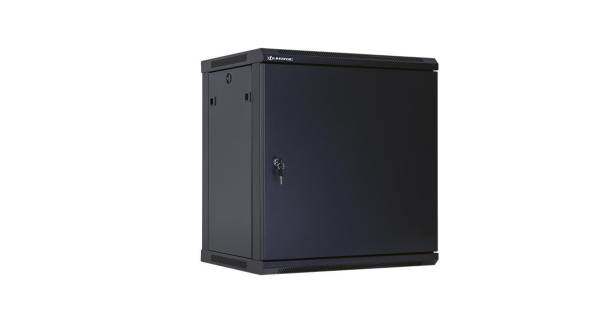 Racková skriňa 19'' 12U (600x450mm - závesná - čierna - oceľové dvere)